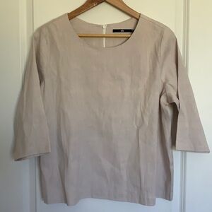 Jarbo Women’s 3/4 Sleeves Linen Blouse Tan S (36)